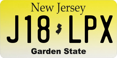 NJ license plate J18LPX