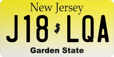NJ license plate J18LQA