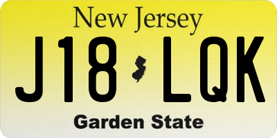 NJ license plate J18LQK
