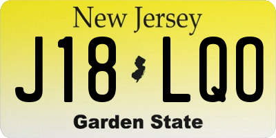NJ license plate J18LQO