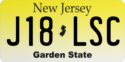 NJ license plate J18LSC