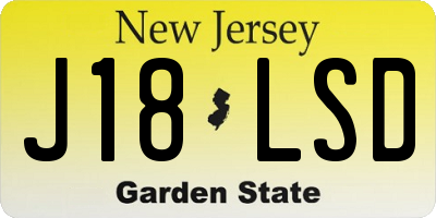 NJ license plate J18LSD