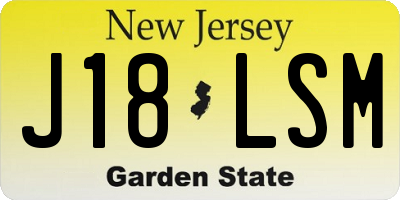 NJ license plate J18LSM