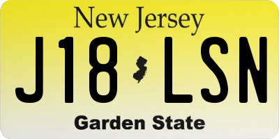 NJ license plate J18LSN