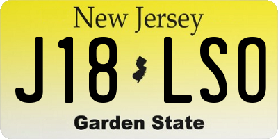 NJ license plate J18LSO
