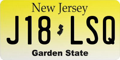 NJ license plate J18LSQ
