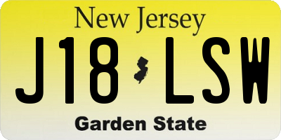 NJ license plate J18LSW