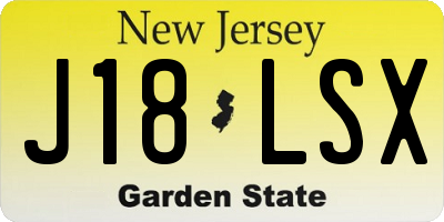 NJ license plate J18LSX