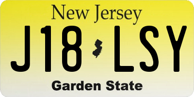 NJ license plate J18LSY