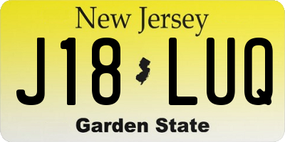 NJ license plate J18LUQ