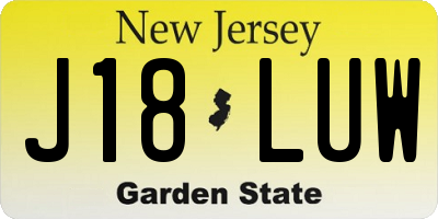 NJ license plate J18LUW