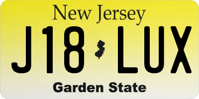 NJ license plate J18LUX