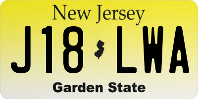 NJ license plate J18LWA