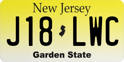 NJ license plate J18LWC