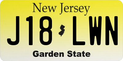 NJ license plate J18LWN