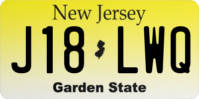 NJ license plate J18LWQ