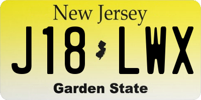NJ license plate J18LWX