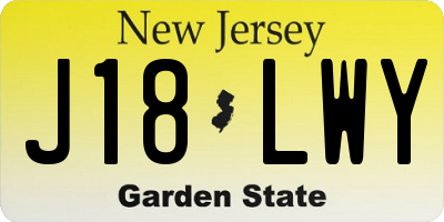 NJ license plate J18LWY