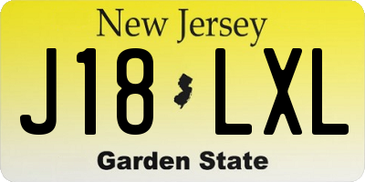 NJ license plate J18LXL