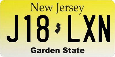 NJ license plate J18LXN