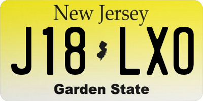 NJ license plate J18LXO