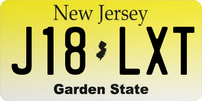 NJ license plate J18LXT