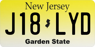 NJ license plate J18LYD