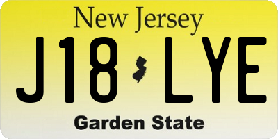 NJ license plate J18LYE