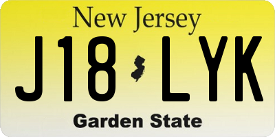 NJ license plate J18LYK