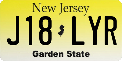 NJ license plate J18LYR