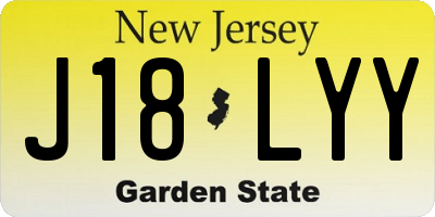 NJ license plate J18LYY