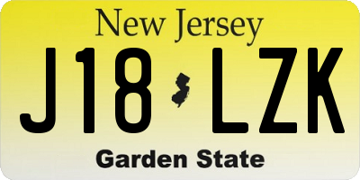 NJ license plate J18LZK