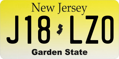 NJ license plate J18LZO