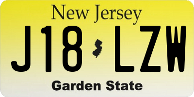 NJ license plate J18LZW