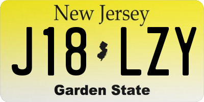 NJ license plate J18LZY