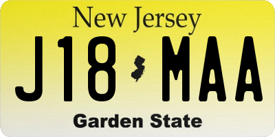 NJ license plate J18MAA