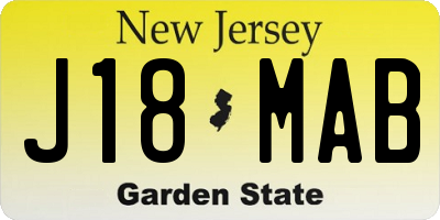 NJ license plate J18MAB
