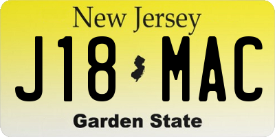 NJ license plate J18MAC