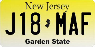 NJ license plate J18MAF