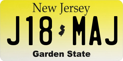 NJ license plate J18MAJ