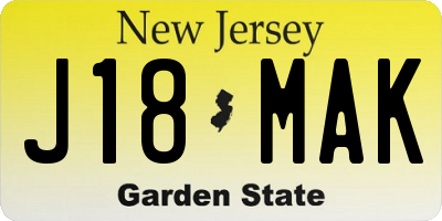 NJ license plate J18MAK