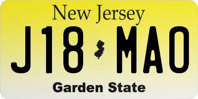 NJ license plate J18MAO