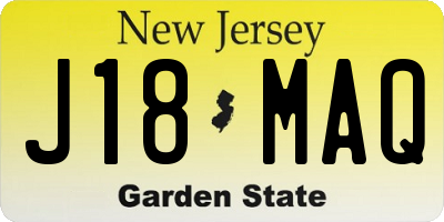NJ license plate J18MAQ
