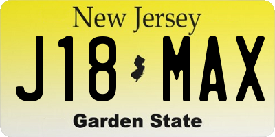 NJ license plate J18MAX