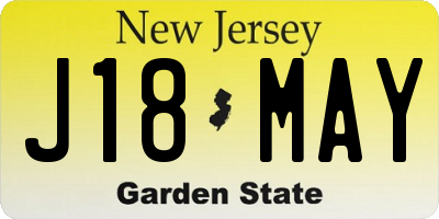 NJ license plate J18MAY