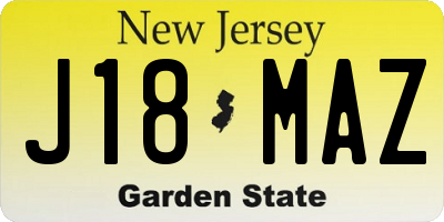 NJ license plate J18MAZ