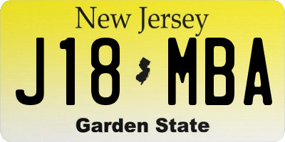 NJ license plate J18MBA