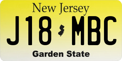 NJ license plate J18MBC