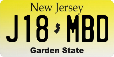 NJ license plate J18MBD