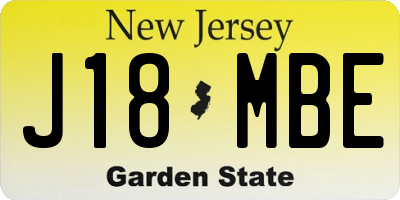 NJ license plate J18MBE